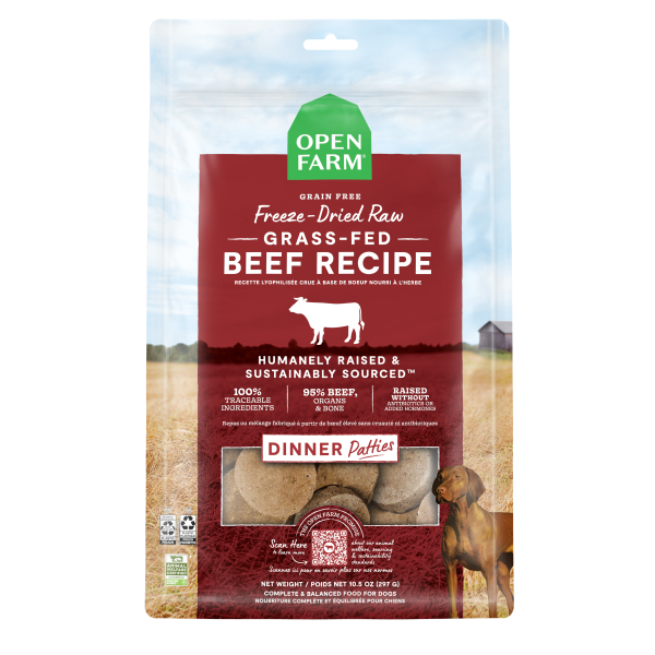 Open Farm Dog Freeze-Dried Raw Grass-Fed Beef Patties 10.5oz