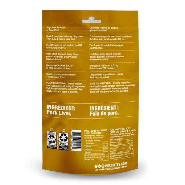 PureBites Freeze-Dried Pork Liver Dog Treats 100g