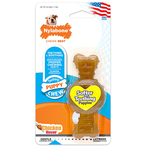 Nylabone Puppy Teething Ring Bone – Chicken Flavour, Petite
