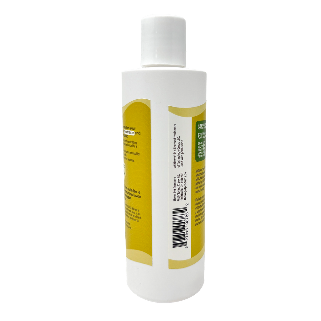 Thrive Ahiflower Oil omega supplement for pets 250 mL bottle