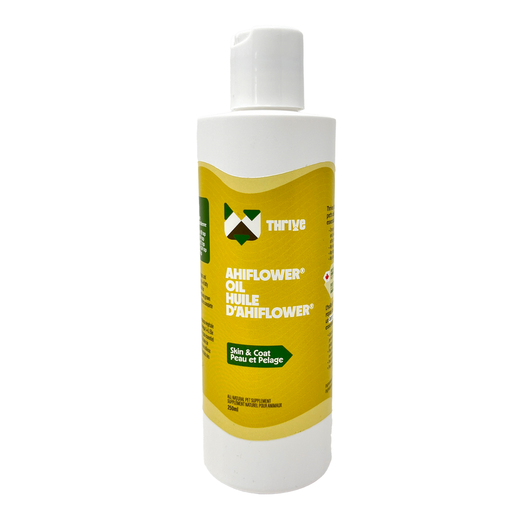 Thrive Ahiflower Oil omega supplement for pets 250 mL bottle