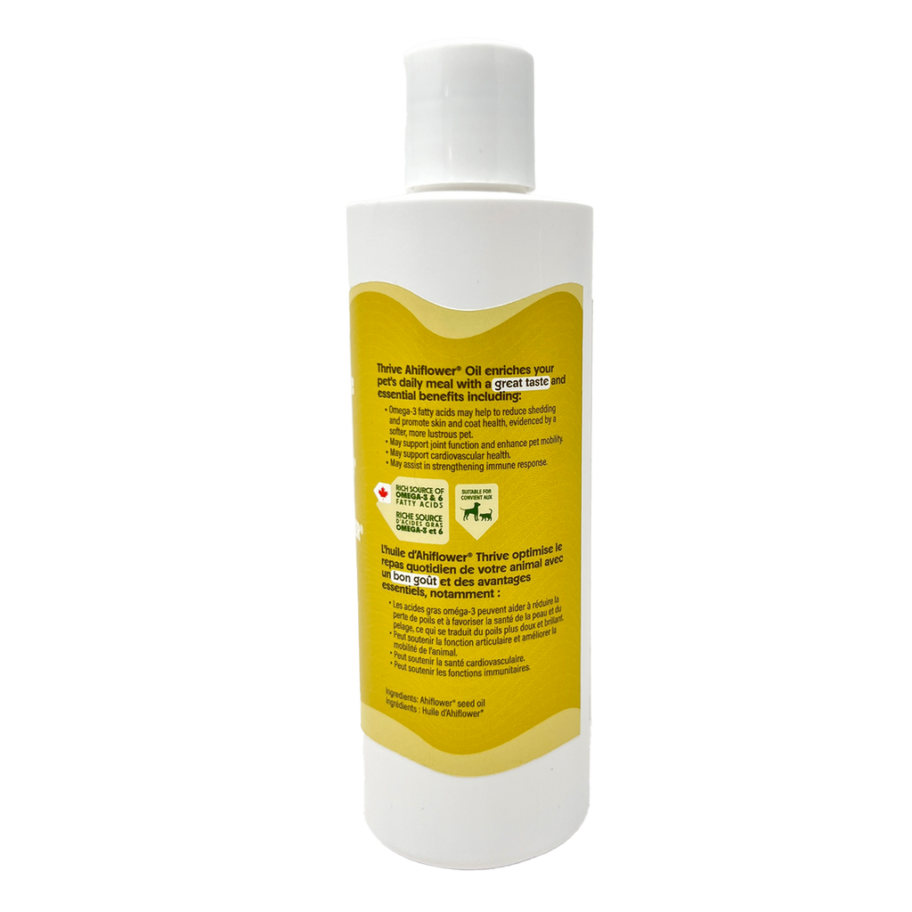 Thrive Ahiflower Oil omega supplement for pets 250 mL bottle