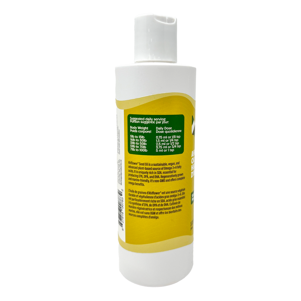 Thrive Ahiflower Oil omega supplement for pets 250 mL bottle