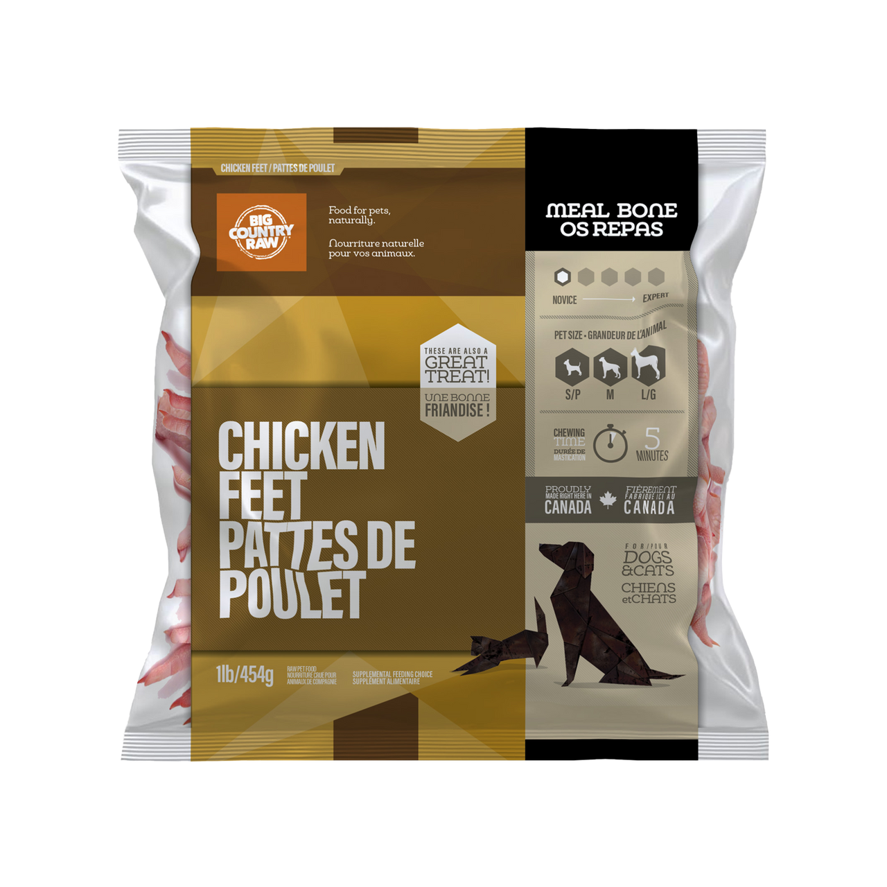 Big Country Raw Chicken Feet single-ingredient raw chew 1 lb bag