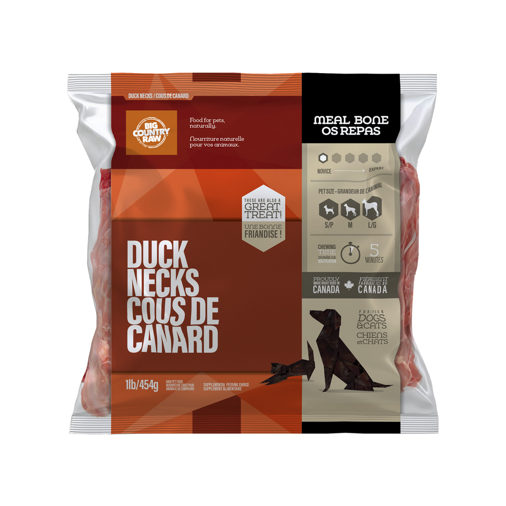 Big Country Raw Duck Necks single-ingredient raw meaty bone 1 lb bag