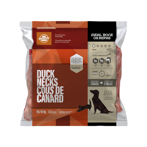 Big Country Raw Duck Necks single-ingredient raw meaty bone 1 lb bag