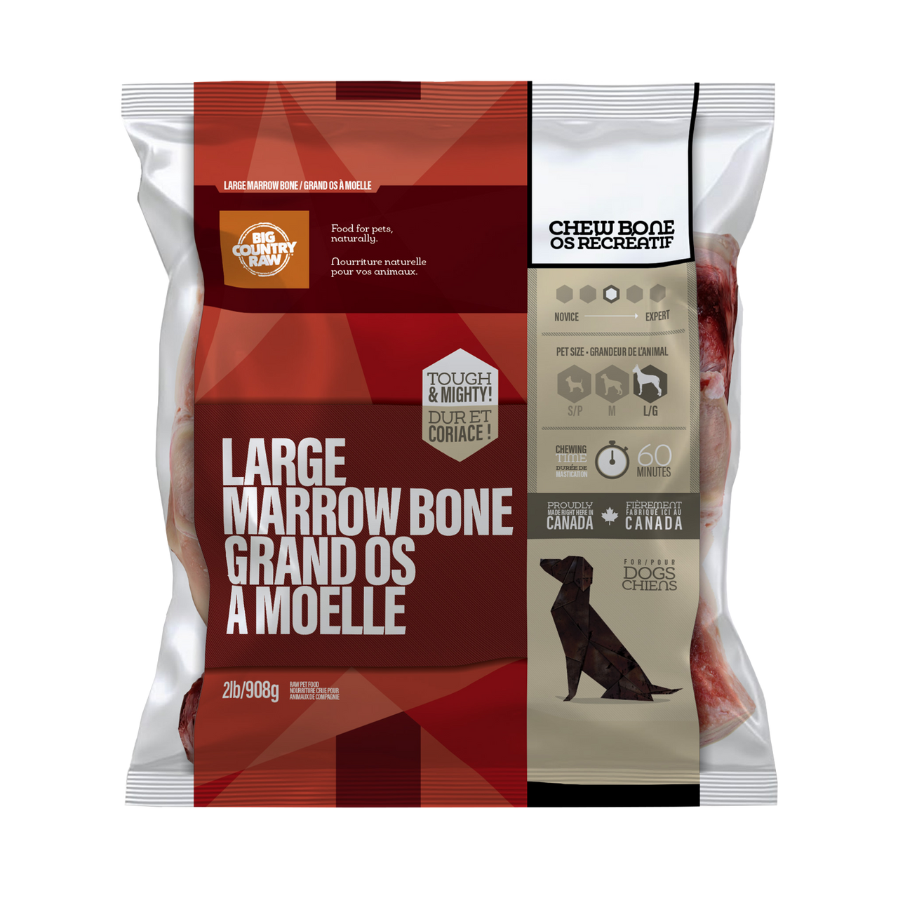 Big Country Raw Large Marrow Bone recreational raw chew 2 lb