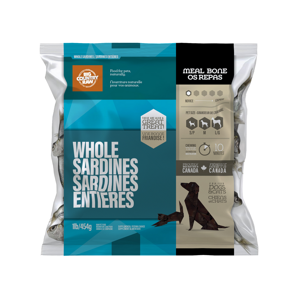 Big Country Raw Sardines individually quick frozen raw topper 1 lb bag