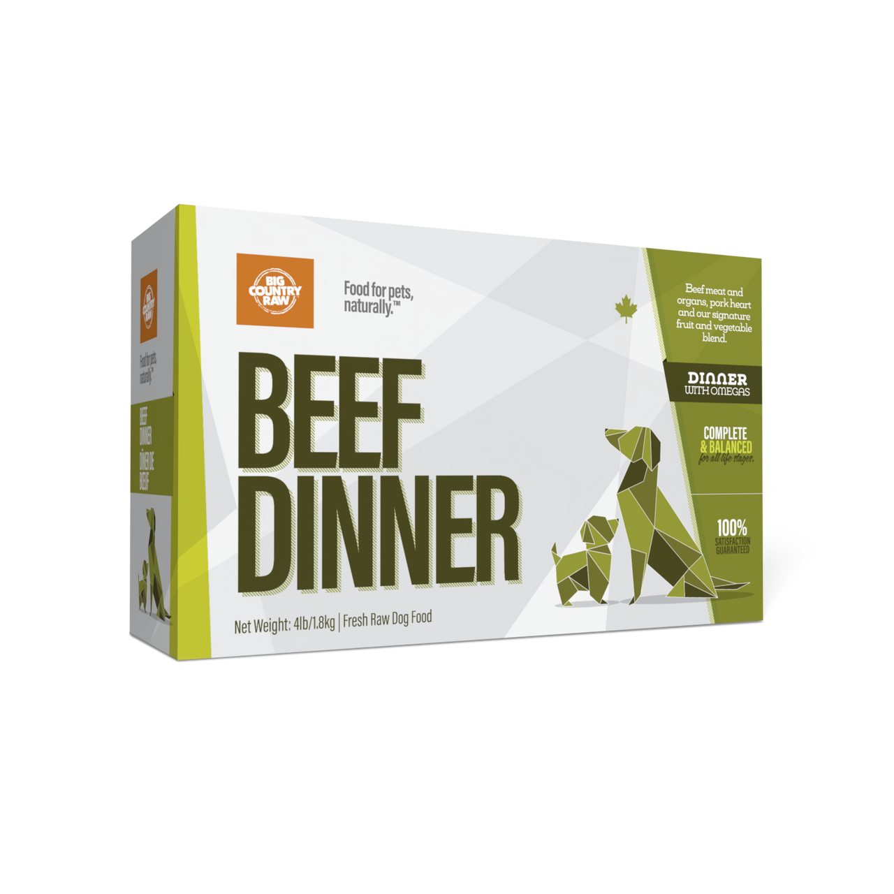 Big Country Raw Beef Dinner raw frozen carton 4 lb for dogs