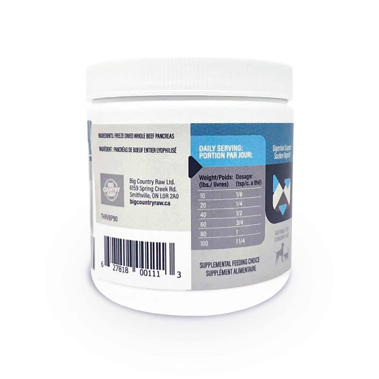 Thrive Beef Pancreas freeze-dried digestive enzyme supplement 90 g container
