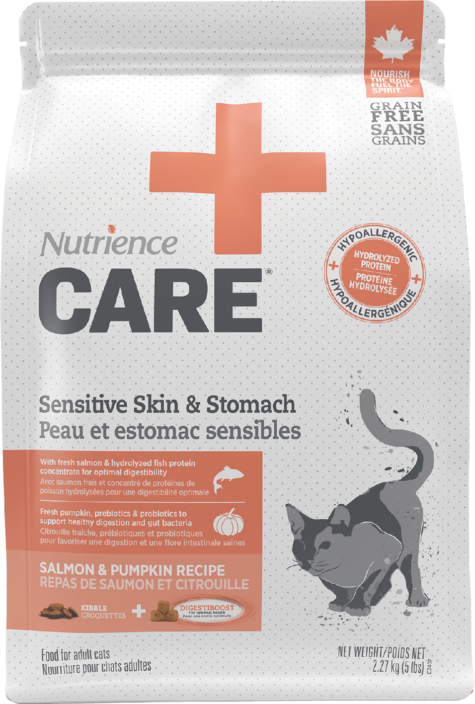 Nutrience Care Sensitive Skin and Stomach dry cat food bag 5 kg