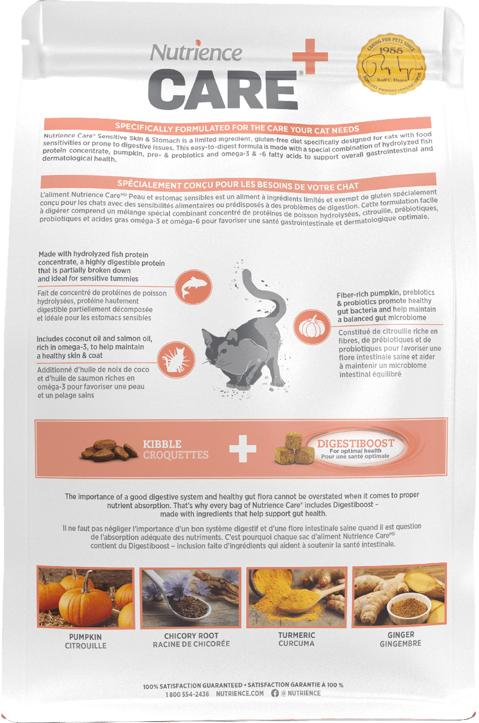 Nutrience Care Sensitive Skin and Stomach dry cat food bag 5 kg