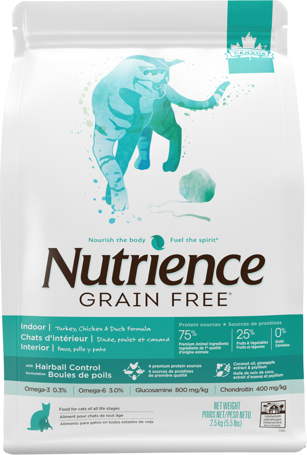 Nutrience Grain-Free Indoor Turkey Chicken and Duck Cat Food 5 kg bag