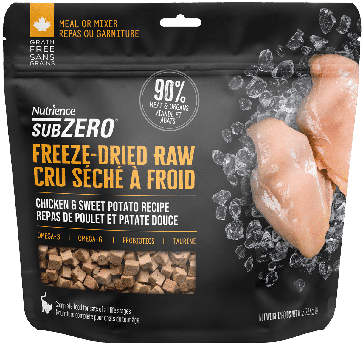 Nutrience SubZero Freeze-Dried Raw Chicken and Sweet Potato Cat Food 113 g bag