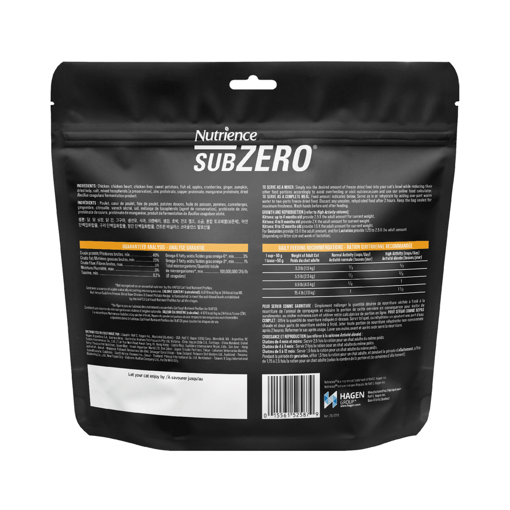 Nutrience SubZero Freeze-Dried Raw Chicken and Sweet Potato Cat Food 113 g bag