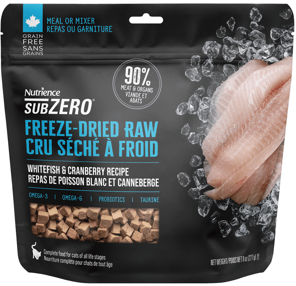 Nutrience SubZero Freeze-Dried Raw Whitefish & Cranberry Cat Food 113g bag
