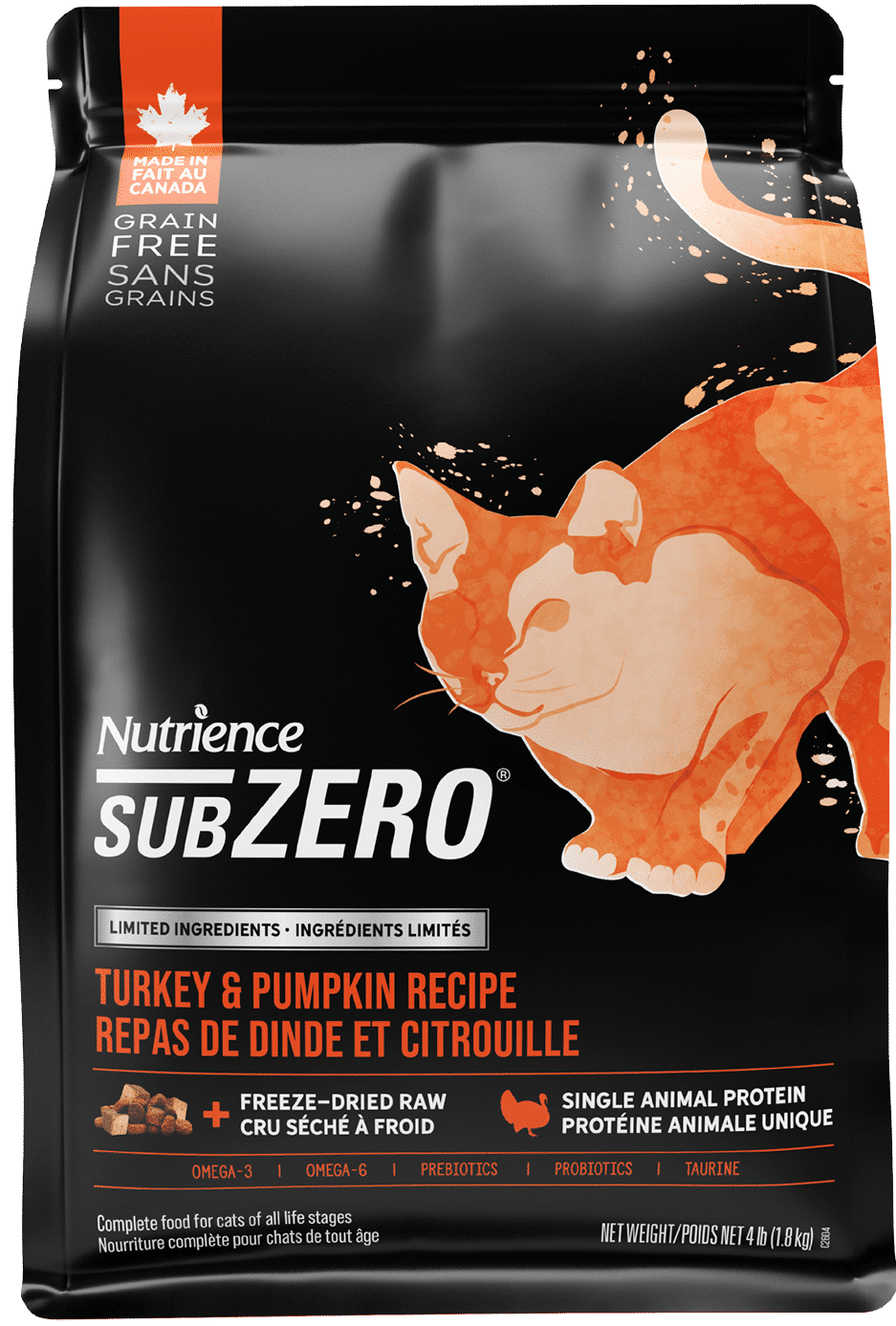 Nutrience SubZero Limited Ingredient Turkey & Pumpkin Dry Cat Food 4.5kg bag