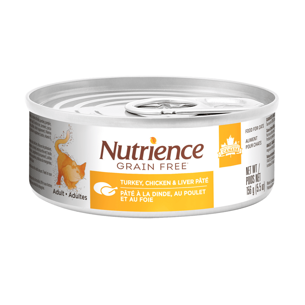 Nutrience Grain-Free Turkey Chicken and Liver pâté wet cat food 156g can