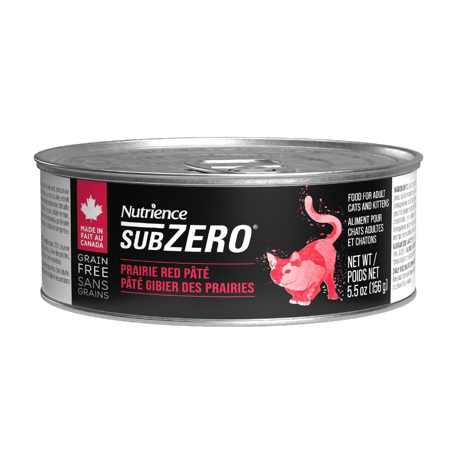 Nutrience SubZero Prairie Red grain-free pâté wet cat food 156g can