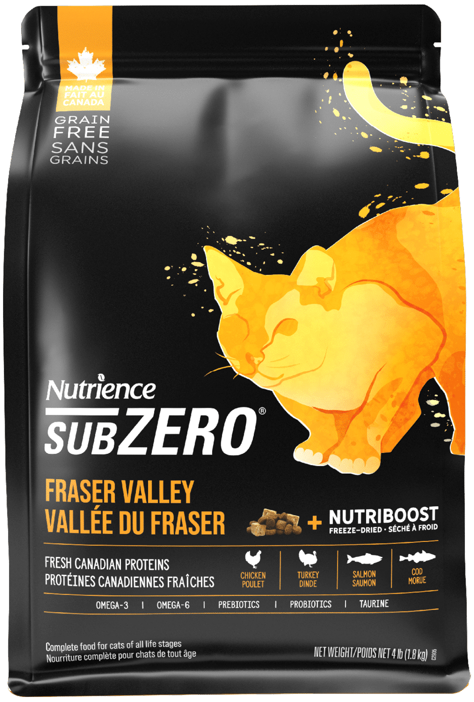 Nutrience SubZero Fraser Valley dry cat food 4.5 kg bag
