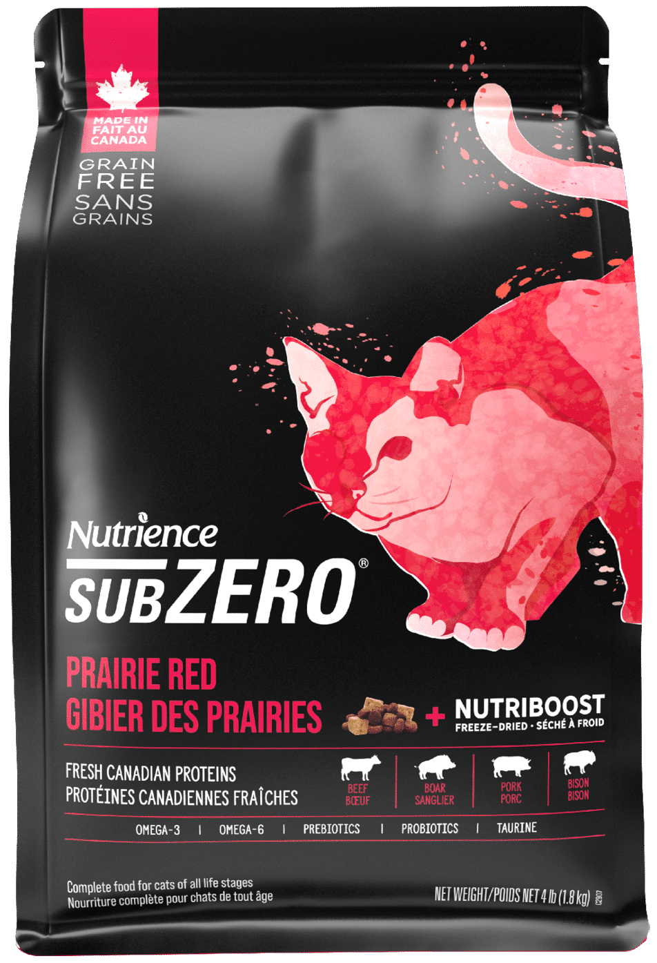 Nutrience SubZero Prairie Red dry cat food 4.5 kg bag