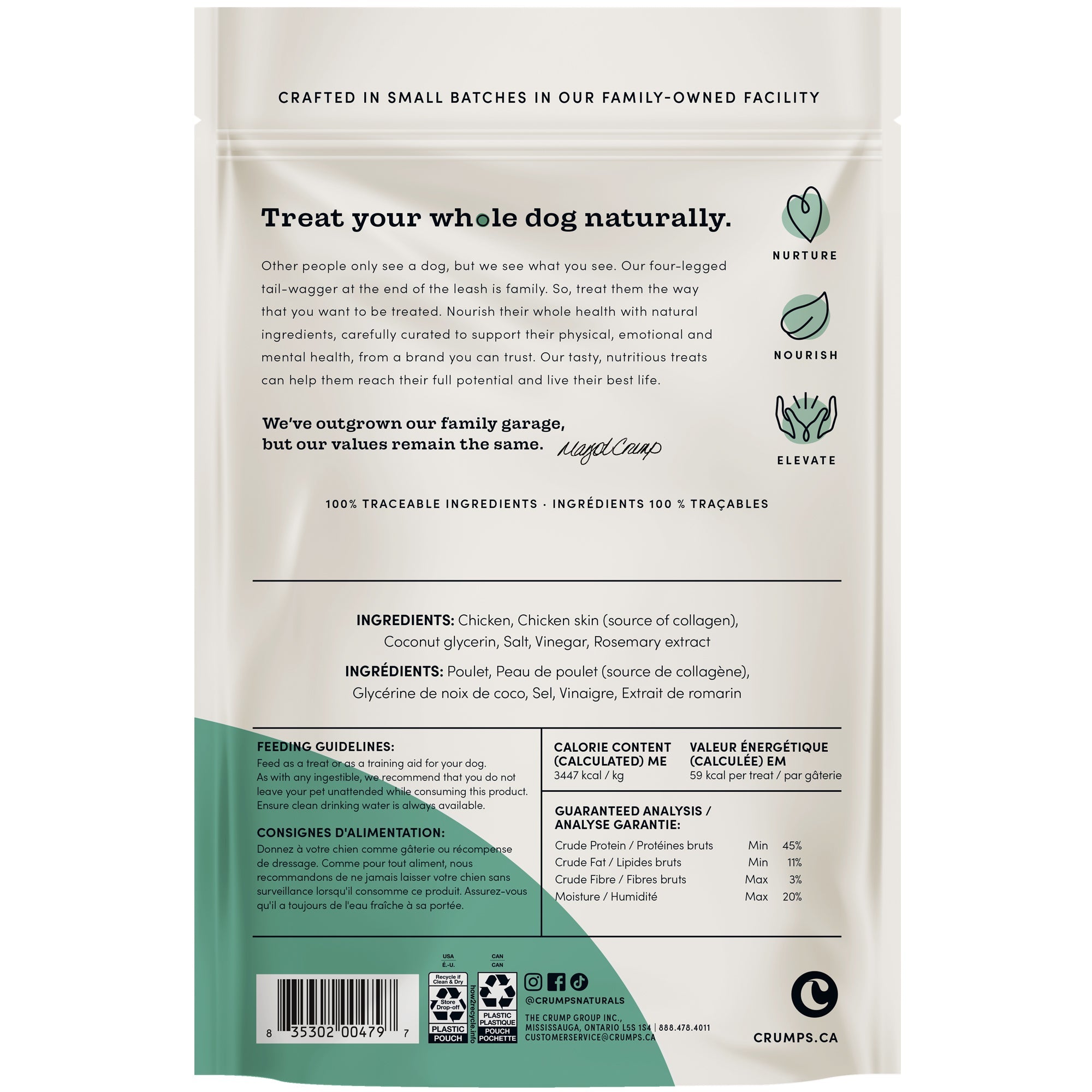 Crumps' Naturals Chicken Collagen Jerky dog treat 153g bag