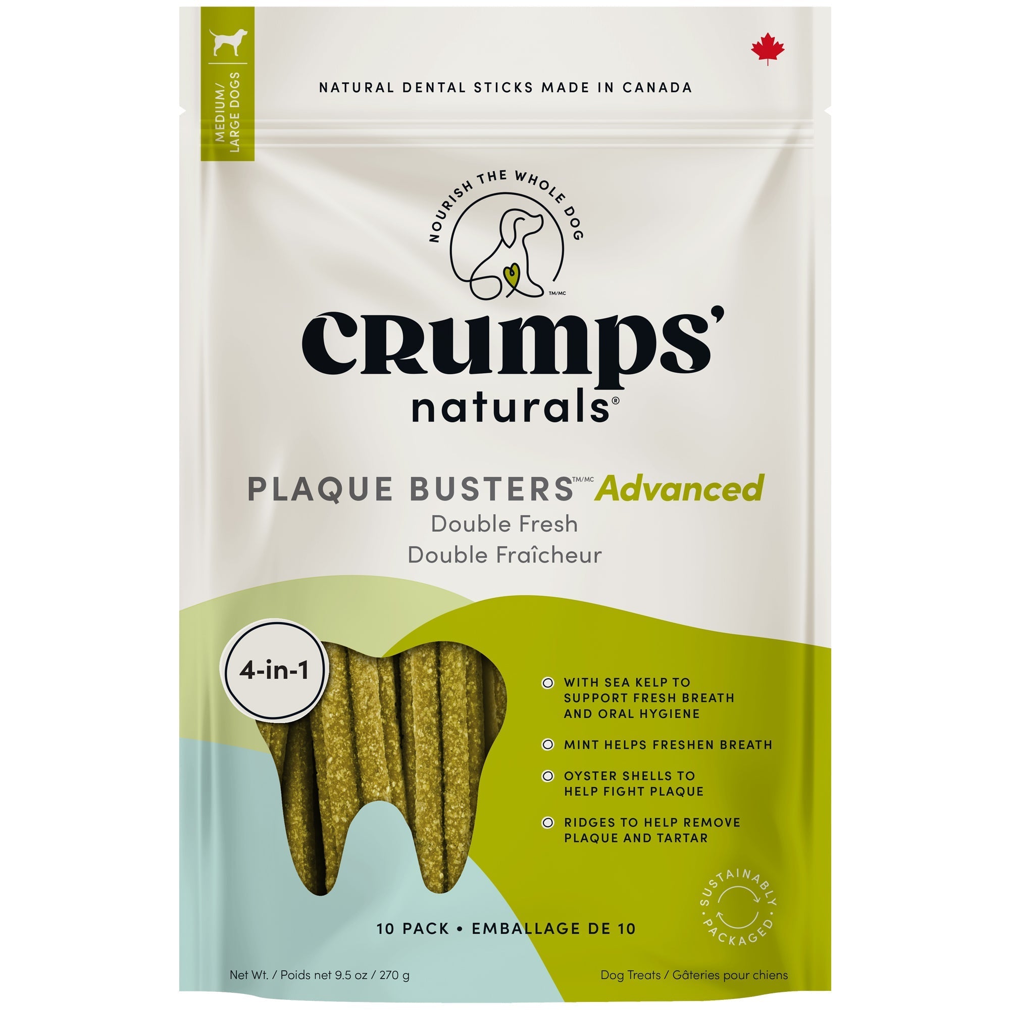 Crumps' Naturals Plaque Busters Advanced Double Fresh Kelp dental sticks 10-pack 270g