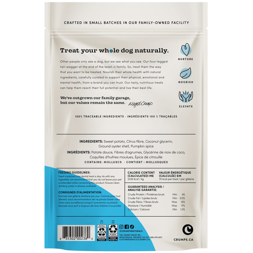 Crumps' Naturals Plaque Busters 7 inch pumpkin dental sticks for dogs 10-pack