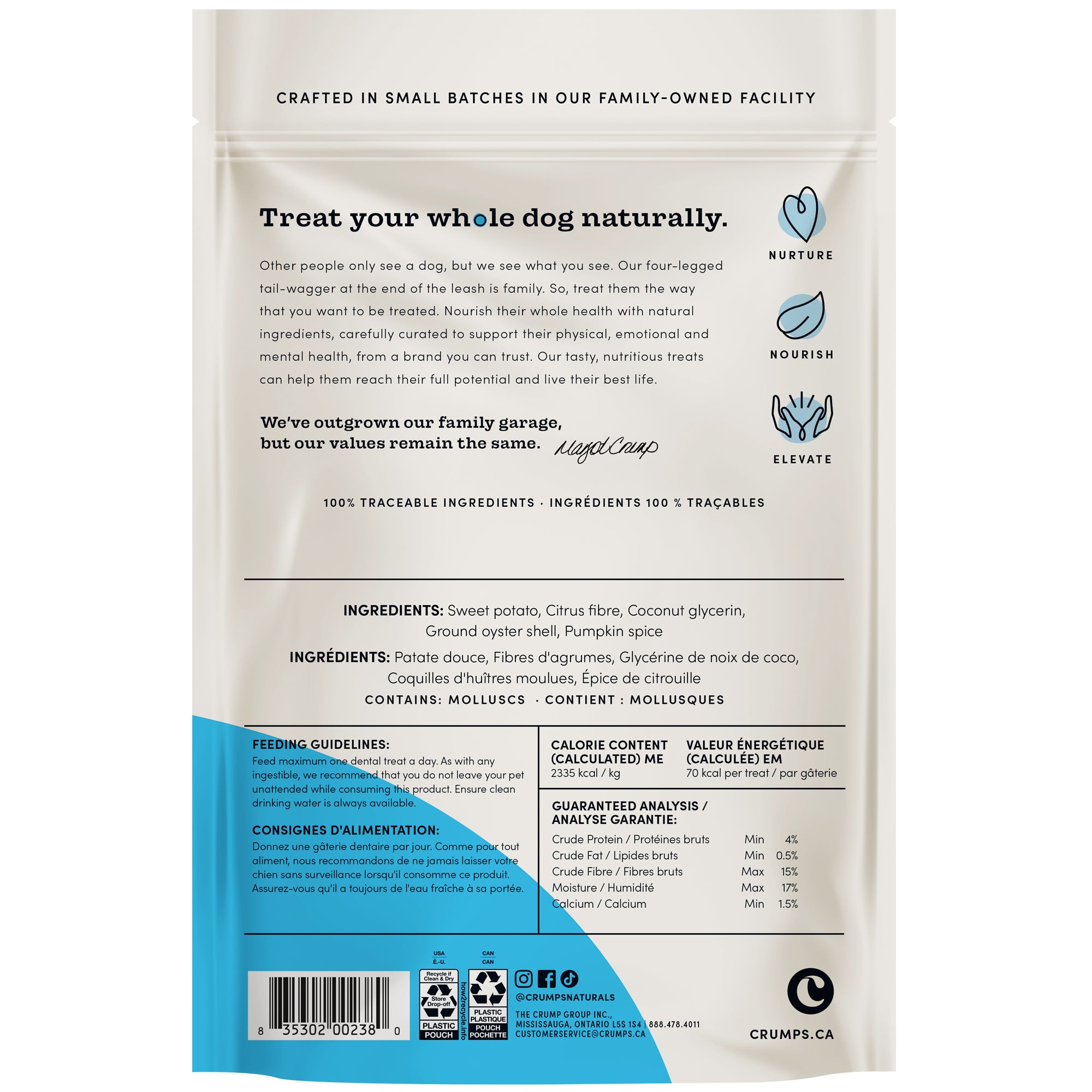 Crumps' Naturals Plaque Busters 7 inch pumpkin dental sticks for dogs 10-pack