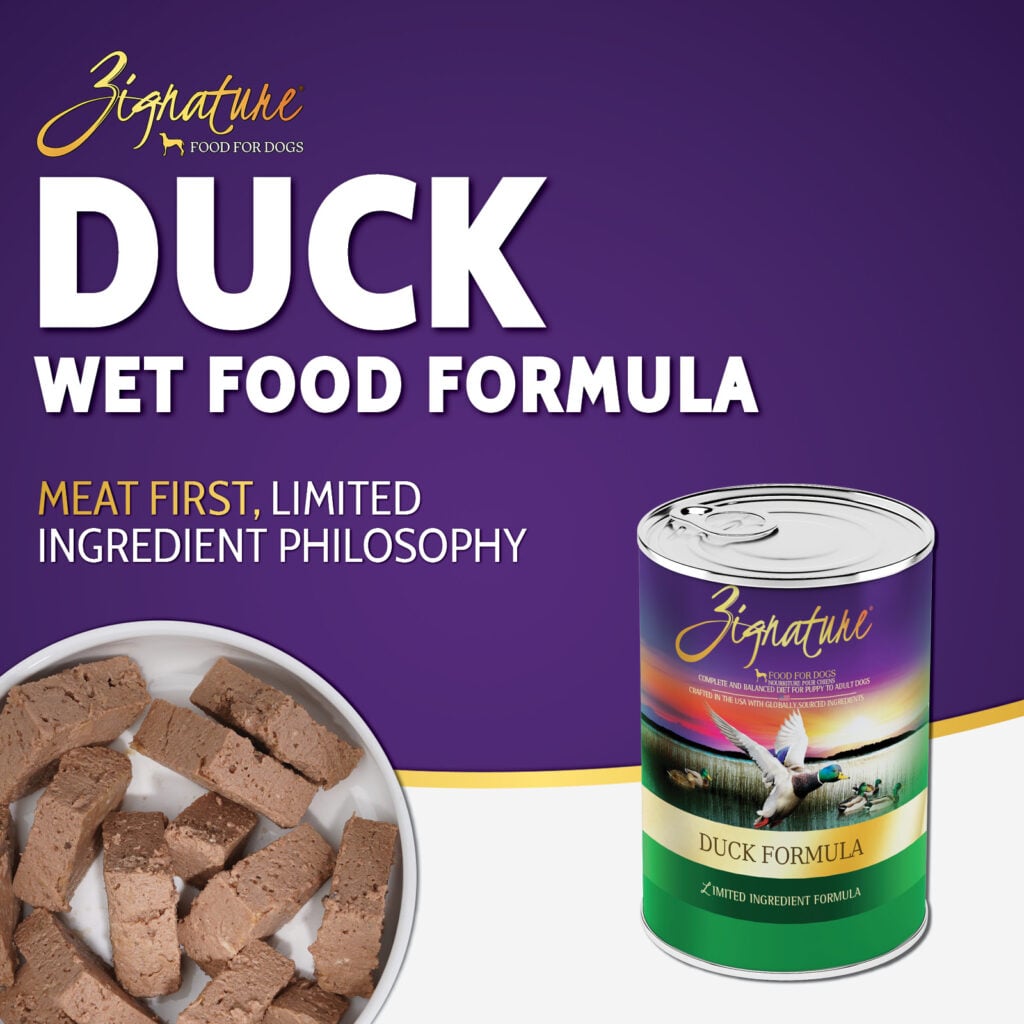 Zignature Limited Ingredient Duck Pâté wet dog food 13 oz can