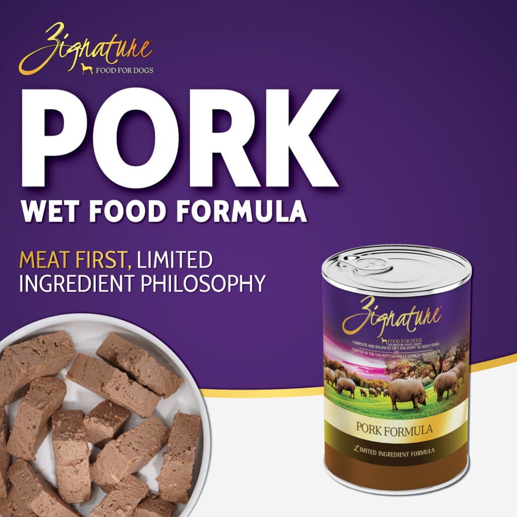 Zignature Limited Ingredient Pork Pâté wet dog food 13 oz can