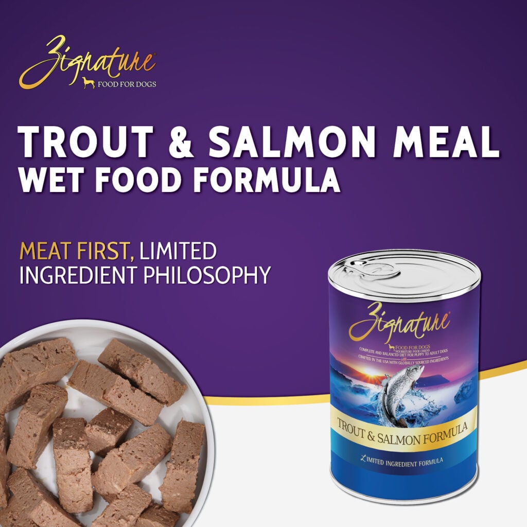 Zignature Limited Ingredient Trout & Salmon Pâté wet dog food 13 oz can