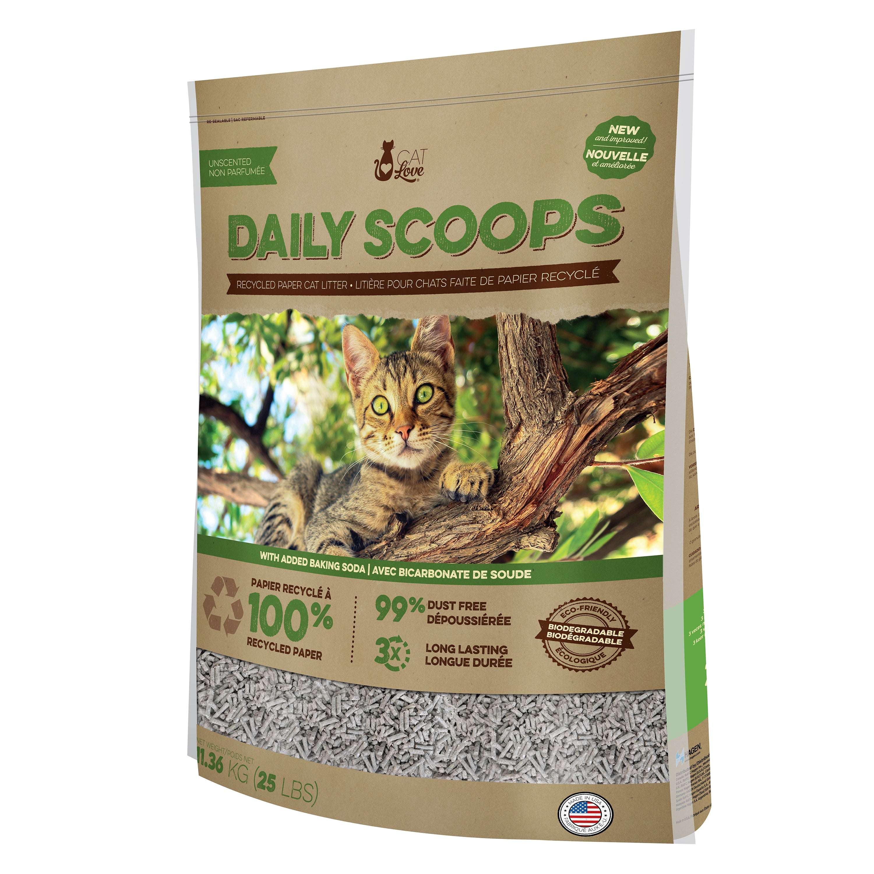 Cat Love Daily Scoops 100% Recycled Paper Cat Litter pellets 5.45kg bag
