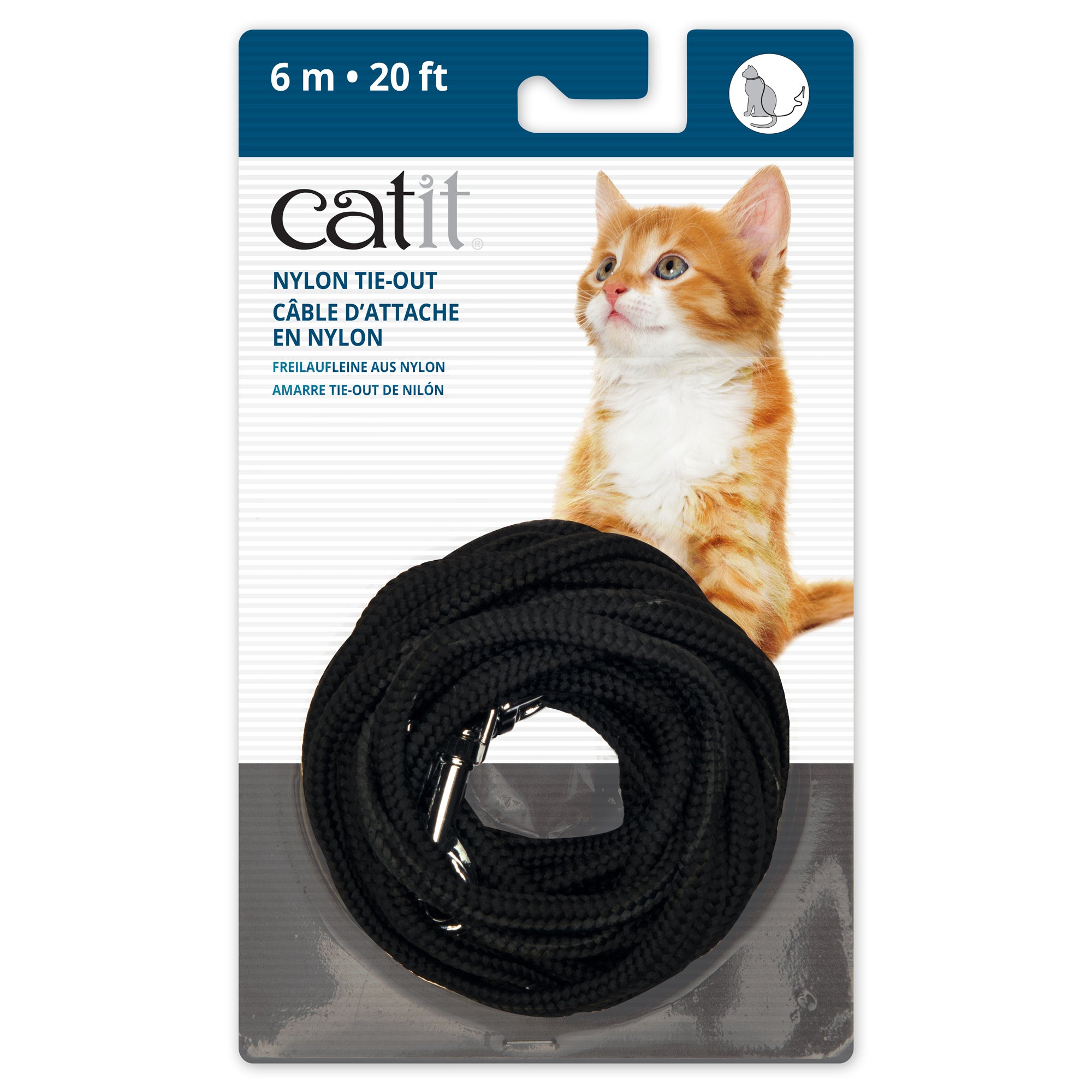 Catit Nylon Tie-Out Leash Black 3 m cat tie-out cable