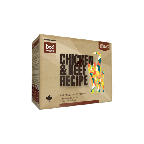 Big Country Raw Fare Game Chicken and Beef 2 lb raw frozen cat food