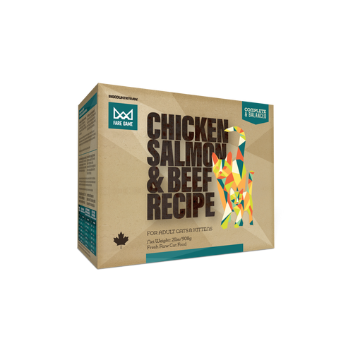 Big Country Raw Fare Game Chicken Salmon and Beef 2 lb raw frozen cat food