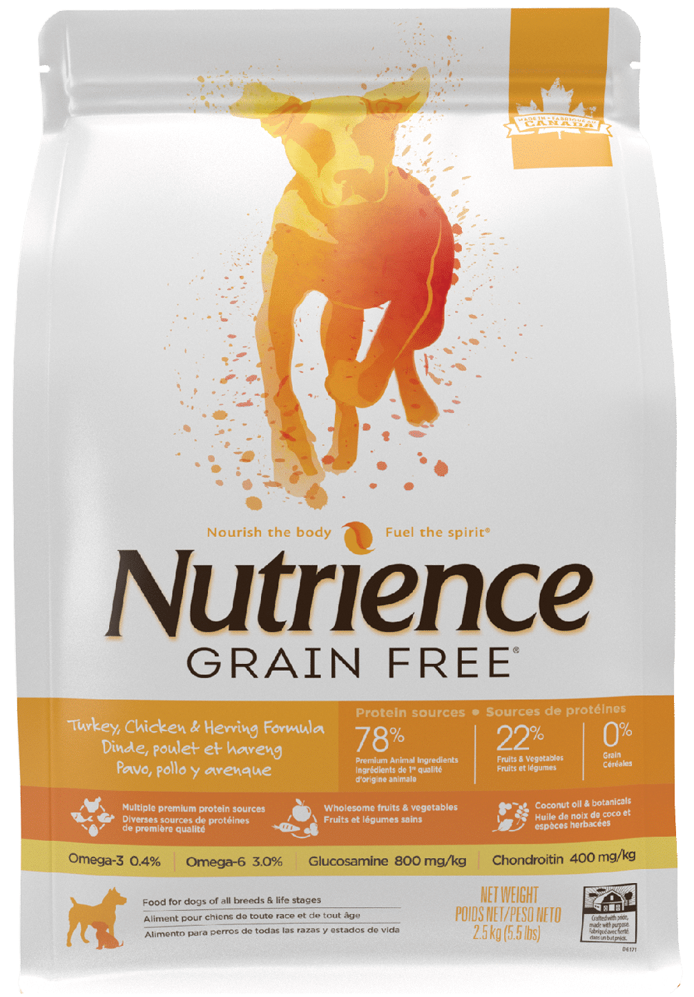 Nutrience Grain Free Turkey Chicken and Herring dry dog food 2.5 kg bag