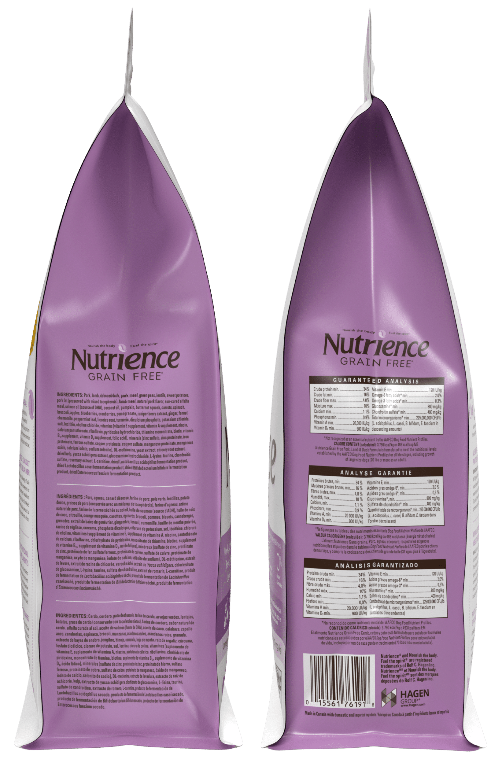 Nutrience Grain Free Pork Lamb and Duck dry dog food 2.5 kg bag