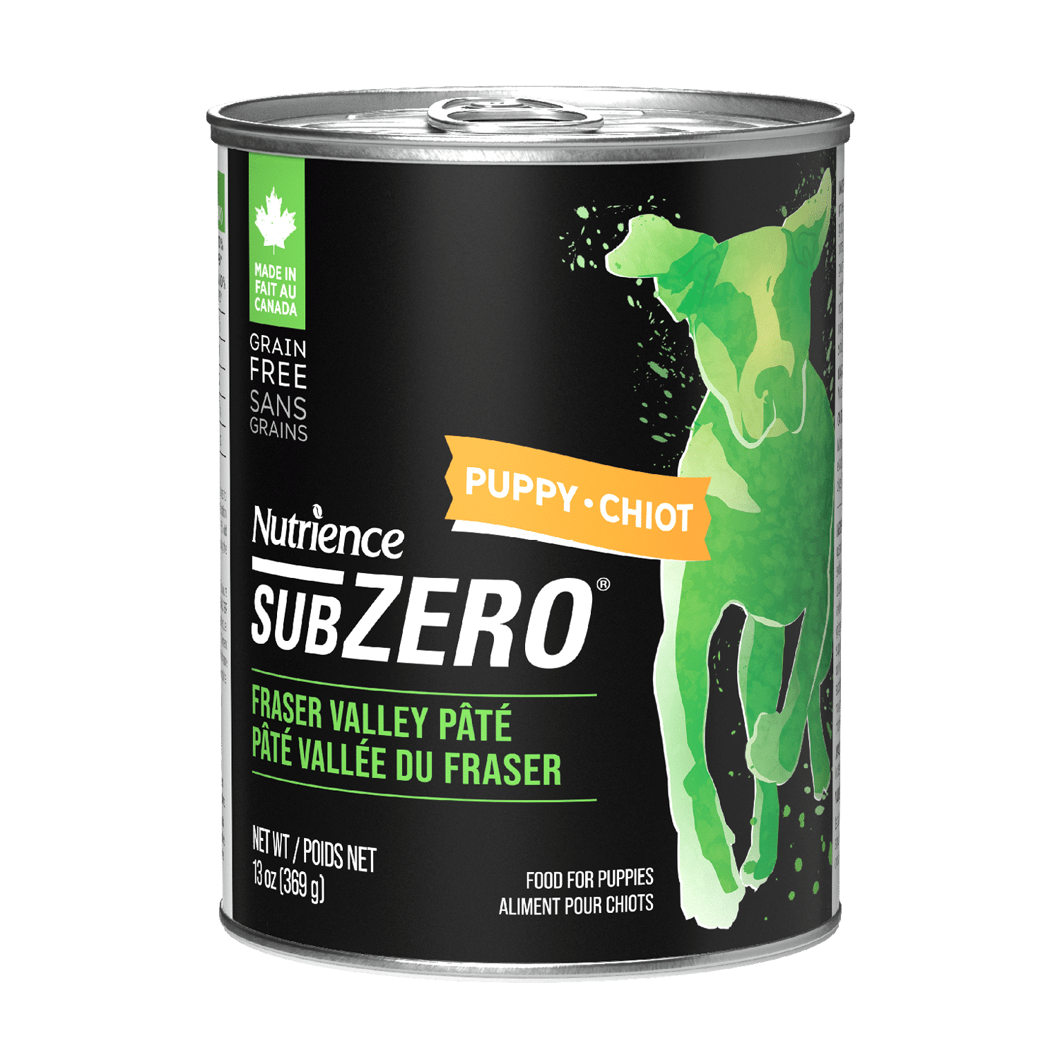 Nutrience Grain-Free SubZero Fraser Valley puppy pâté wet dog food 369g can