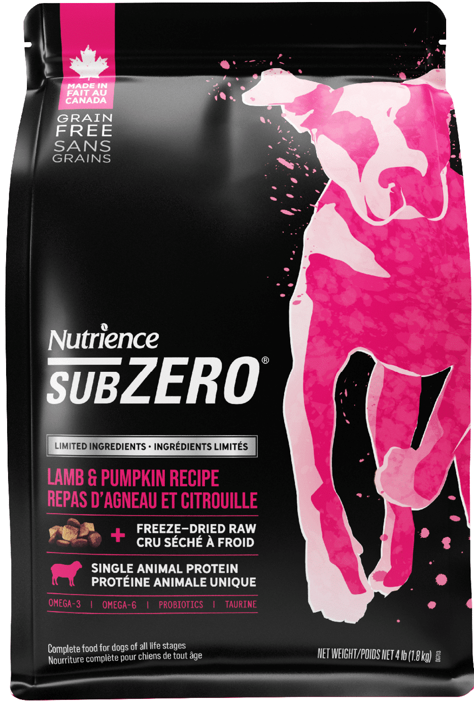 Nutrience SubZero Limited Ingredient Lamb and Pumpkin dry dog food kibble bag 10 kg