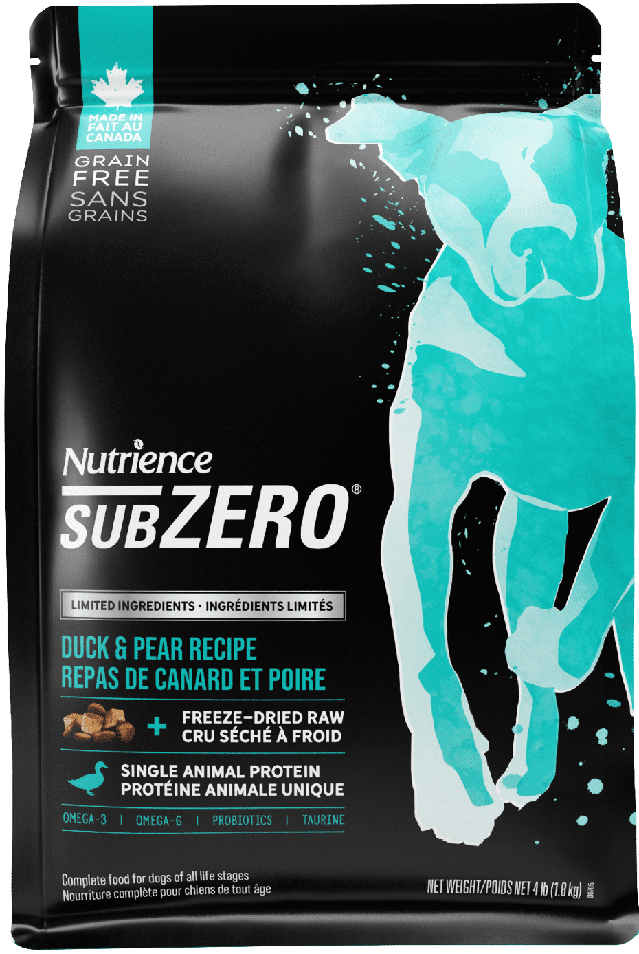 Nutrience SubZero Limited Ingredient Duck and Pear dry dog food kibble bag 10 kg