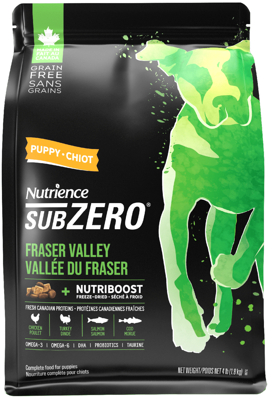 Nutrience SubZero Fraser Valley Healthy Puppy dry dog food kibble bag 1.8 kg
