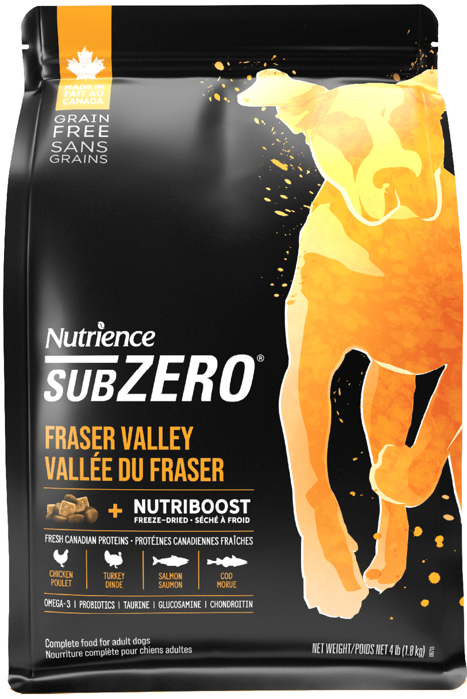 Nutrience SubZero Fraser Valley dry dog food kibble bag 4.5 kg