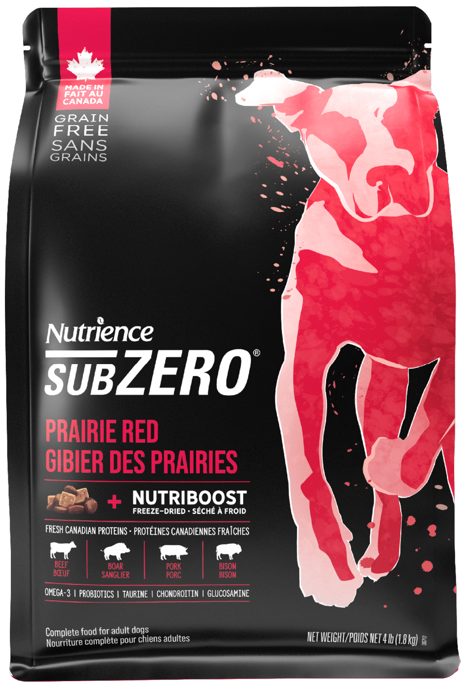 Nutrience SubZero Prairie Red dry dog food kibble bag 1.8 kg