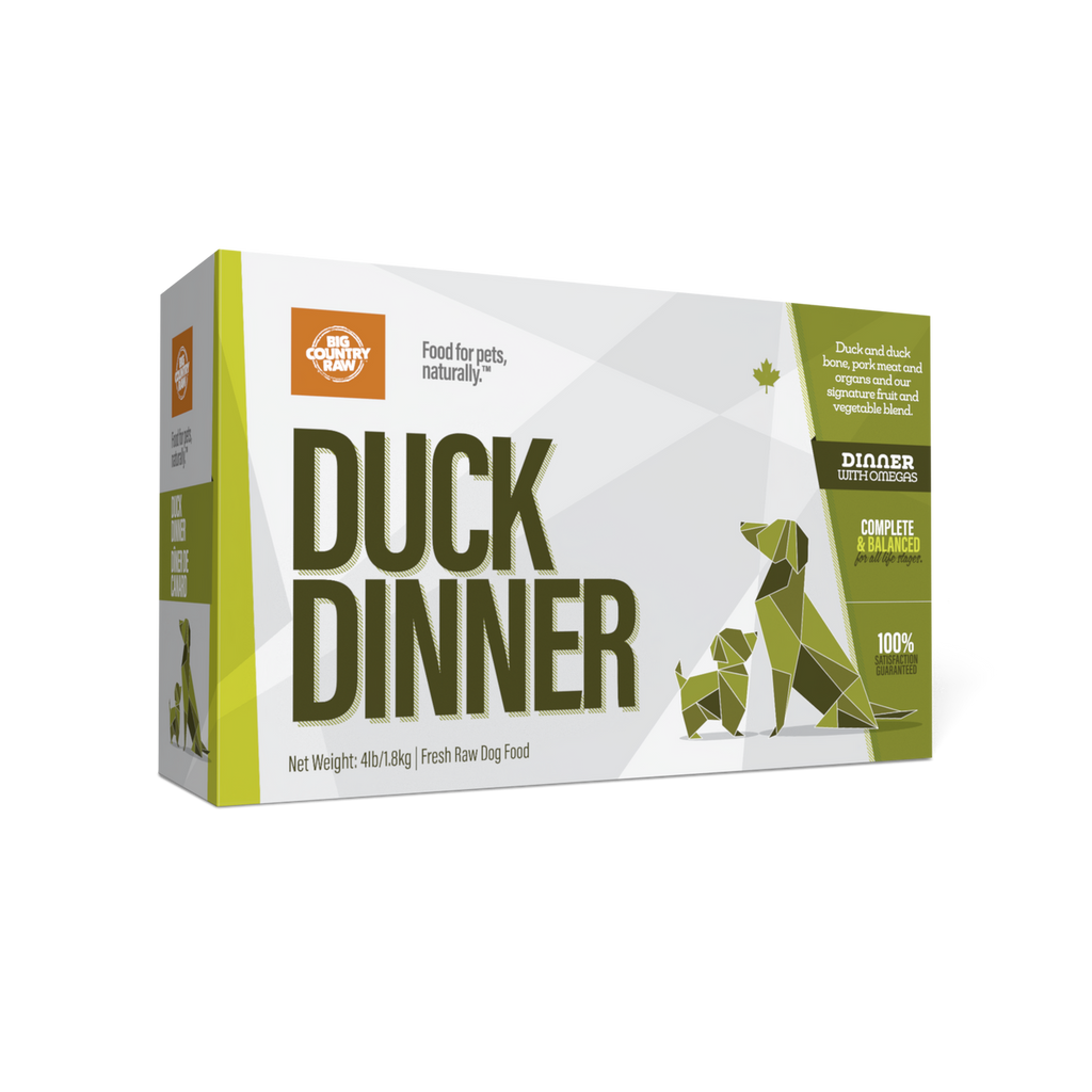 Big Country Raw Duck Dinner raw frozen dog food 4 lb carton