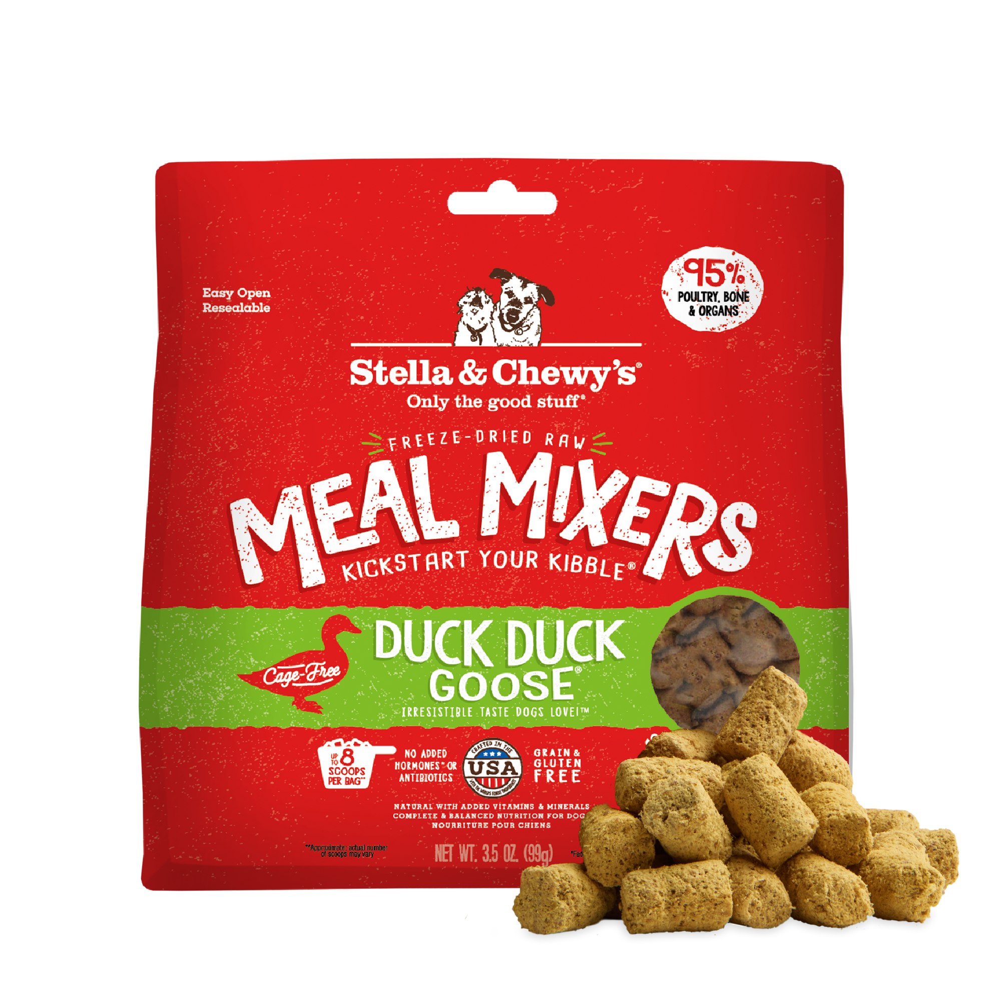 Stella & Chewy's Freeze-Dried Raw Meal Mixers Duck Duck Goose Dog Food Topper 3.5 oz