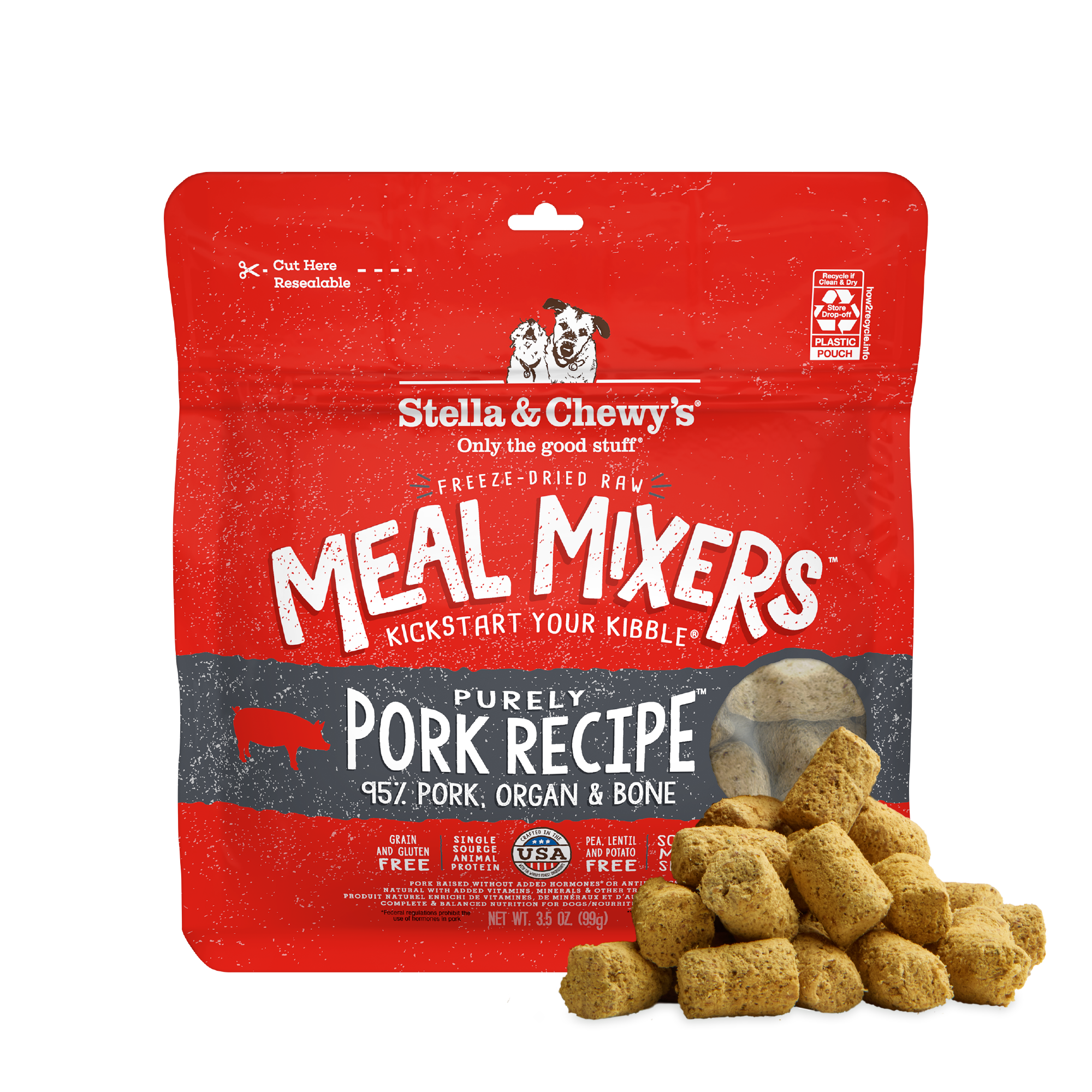 Stella & Chewy's Freeze-Dried Raw Meal Mixers Purely Pork Dog Food Topper 3.5 oz