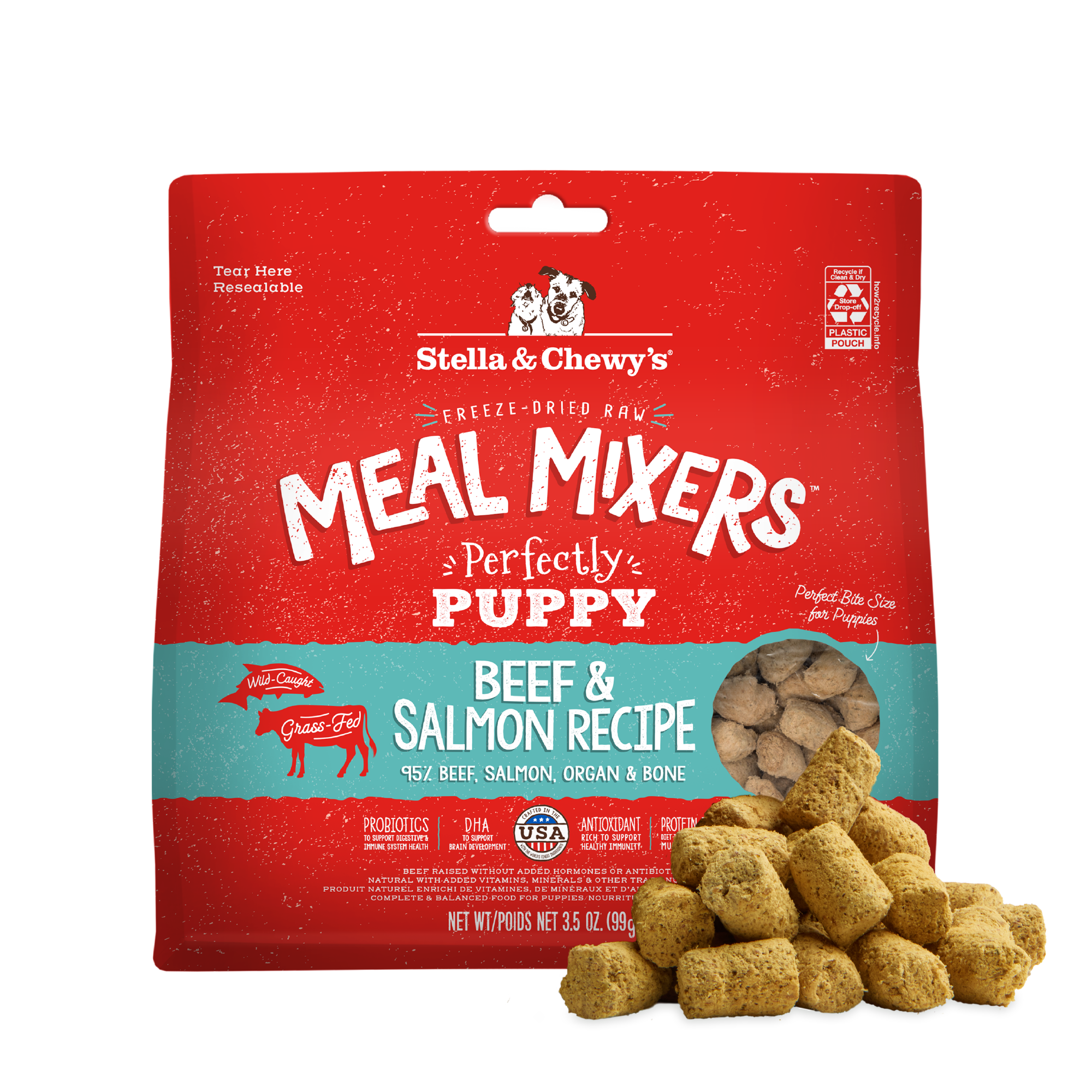 Stella & Chewy's Freeze-Dried Raw Meal Mixers Perfectly Puppy Beef & Salmon 3.5 oz