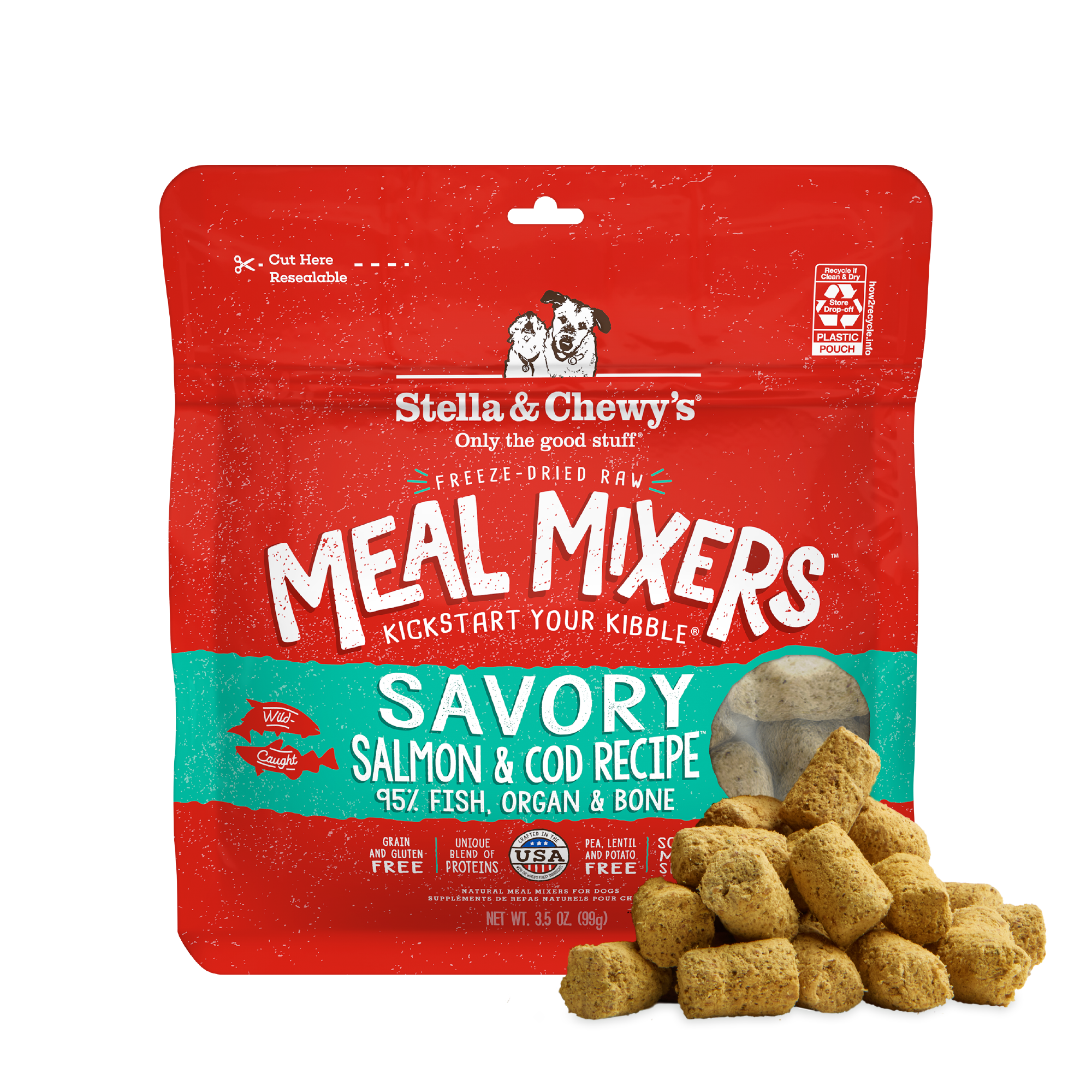Stella & Chewy's Freeze-Dried Raw Meal Mixers Savory Salmon & Cod Dog Food Topper 3.5 oz