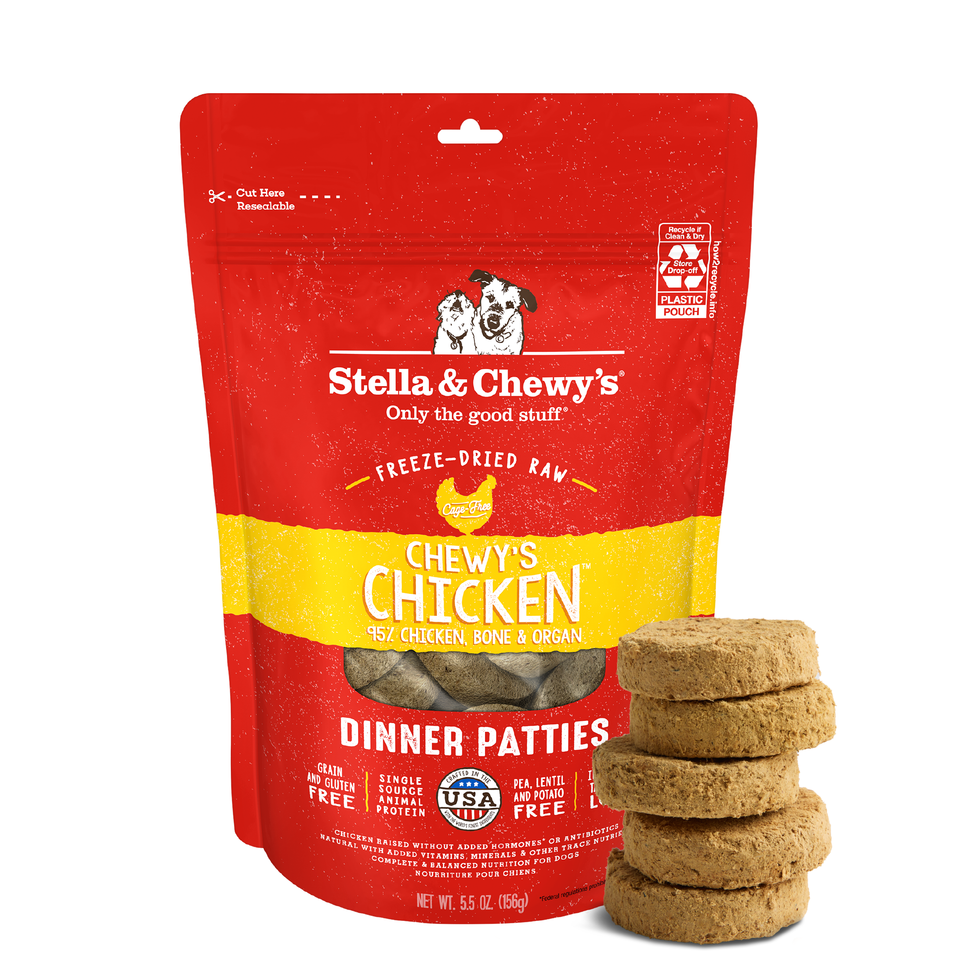 Stella & Chewy's Chewy's Chicken Freeze-Dried Raw Dinner Patties for Dogs 5.5 oz bag
